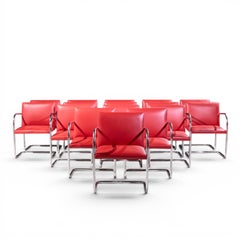 Mies van der Rohe for Knoll BRNO Cantilever Chrome Dining Chairs - Set of 16
