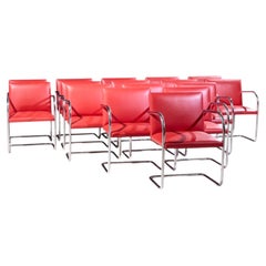 Mies van der Rohe for Knoll BRNO Cantilever Chrome Dining Chairs - Set of 16