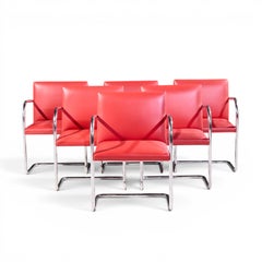 Mies van der Rohe for Knoll BRNO Cantilever Chrome Dining Chairs - Set of 6