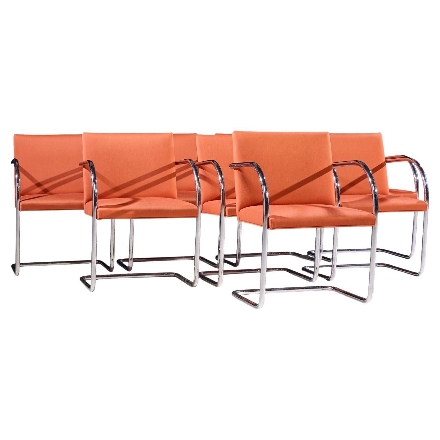 Mies van der Rohe for Knoll BRNO Cantilever Chrome Dining Chairs - Set of 8 For Sale