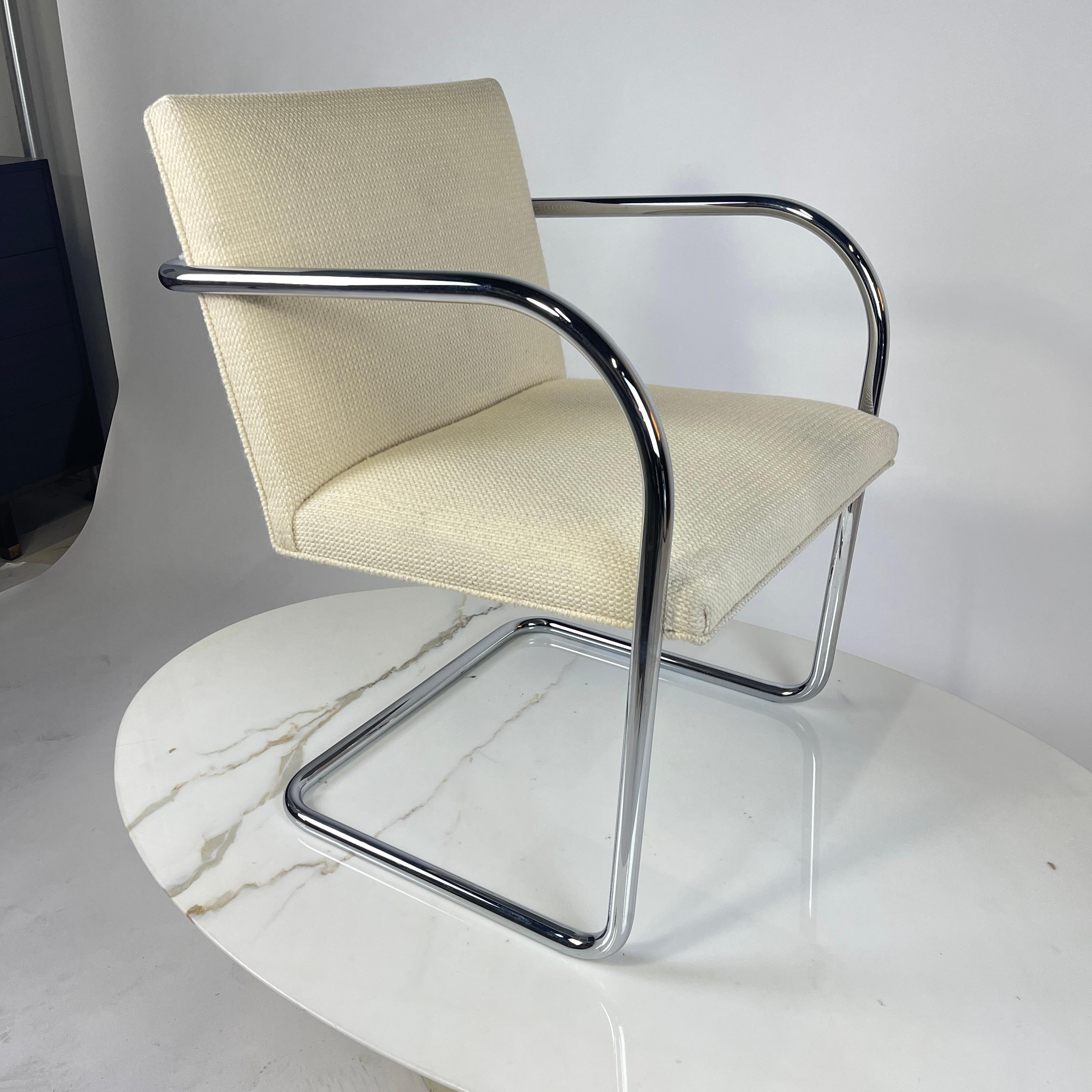 Mid-Century Modern Mies Van Der Rohe for Knoll Brno Chair in Cato Upholstery 60 available For Sale