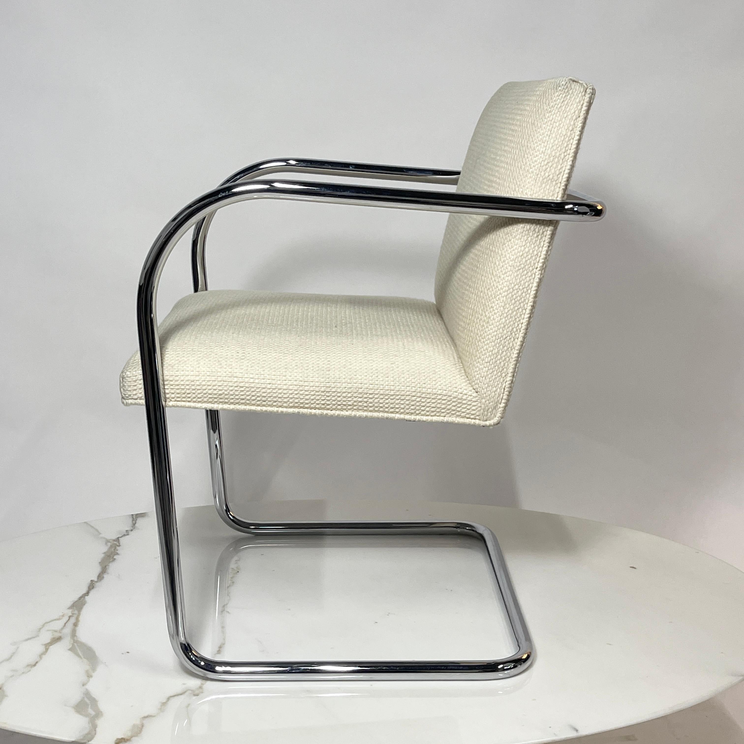 Polished Mies Van Der Rohe for Knoll Brno Chair in Cato Upholstery 60 available For Sale