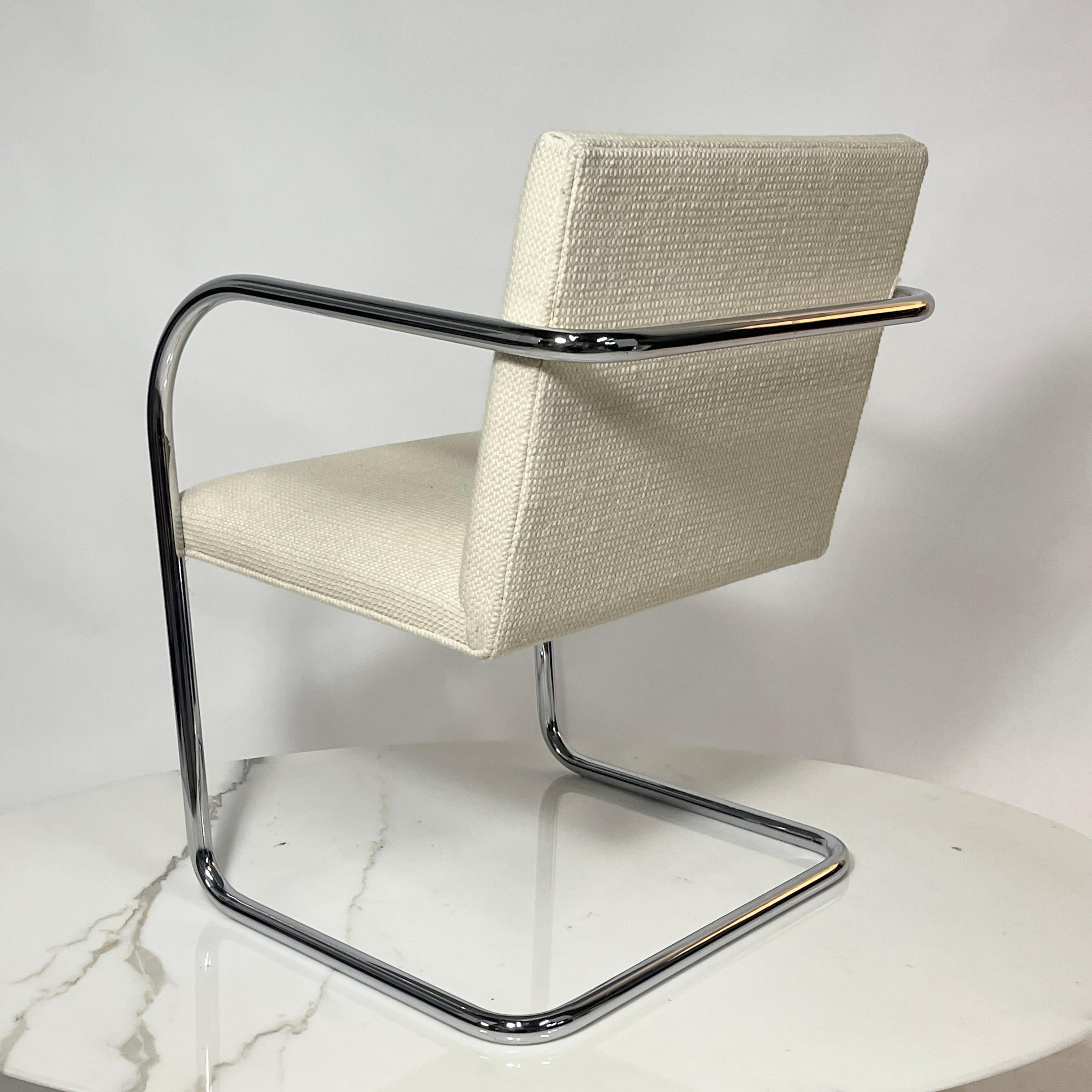 Polished Mies Van Der Rohe for Knoll Brno Chair in Cato Upholstery 60 available For Sale