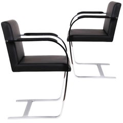Used Mies van der Rohe for Knoll Brno Flat Bar Armchair 255 AC, Black Leather, Italy