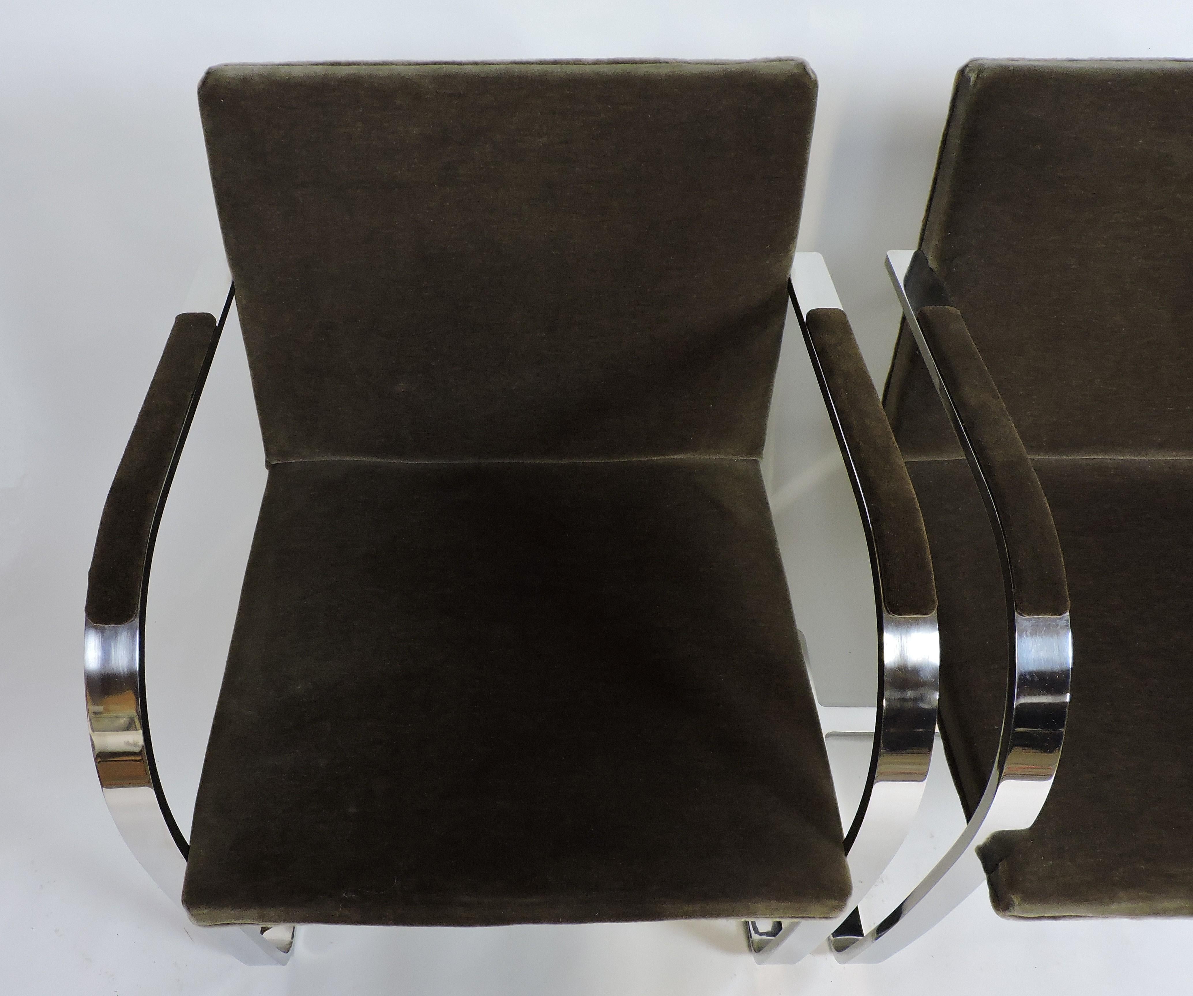 Mies van der Rohe for Knoll Brno Flat Bar Stainless Steel Chair, 3 Available In Good Condition In Chesterfield, NJ