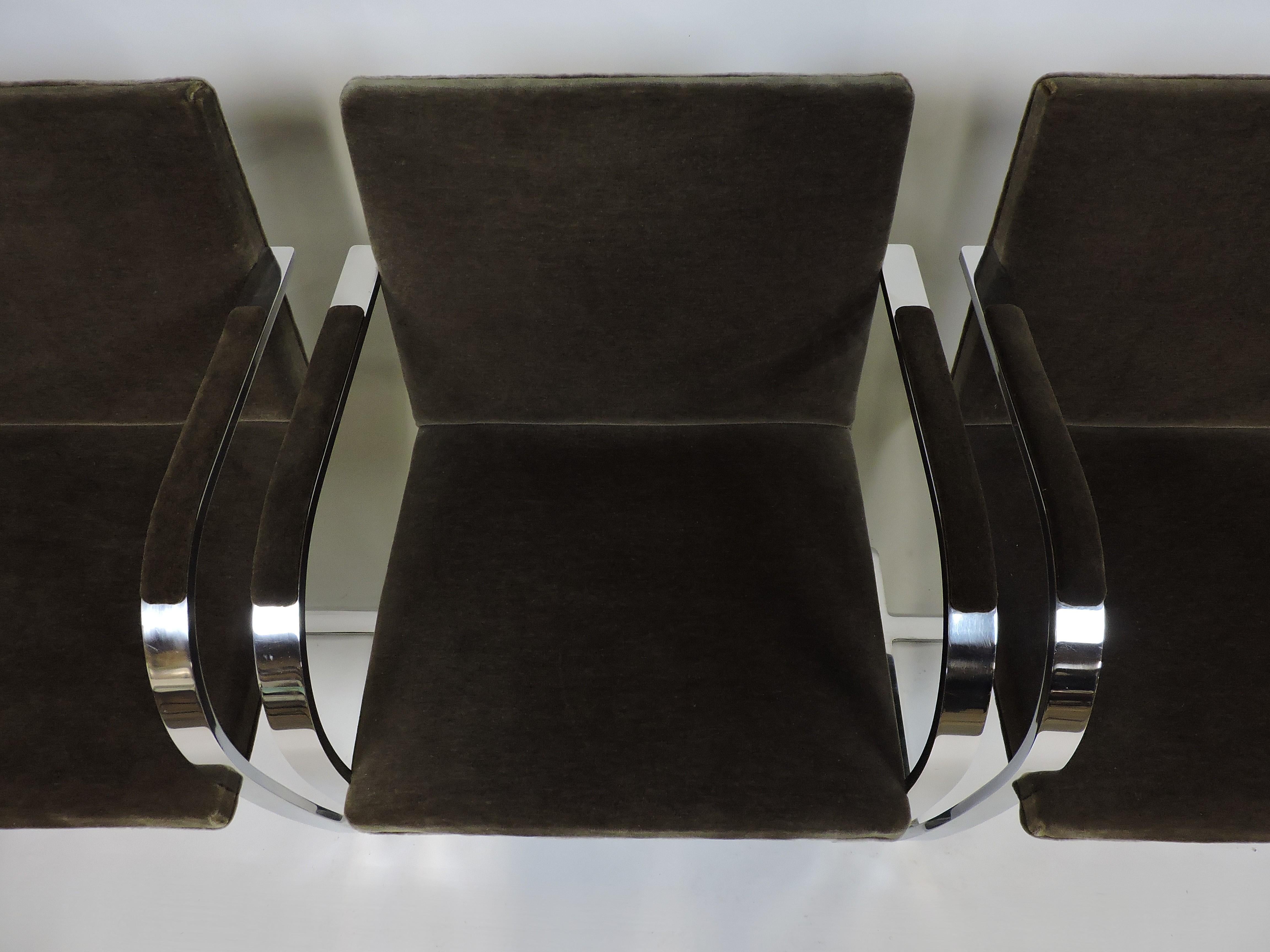 Late 20th Century Mies van der Rohe for Knoll Brno Flat Bar Stainless Steel Chair, 3 Available