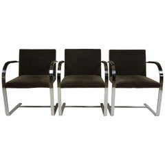 Vintage Mies van der Rohe for Knoll Brno Flat Bar Stainless Steel Chair, 3 Available