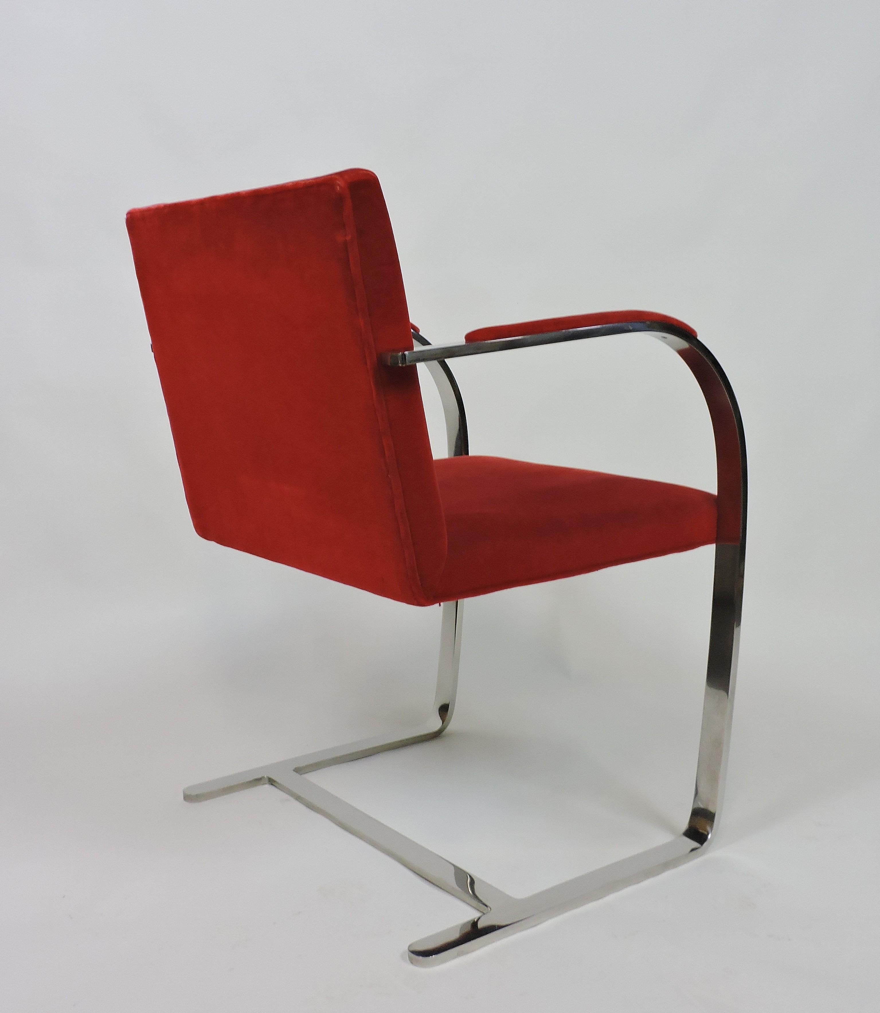 Mid-Century Modern Mies van der Rohe for Knoll Brno Flat Bar Stainless Steel Chair