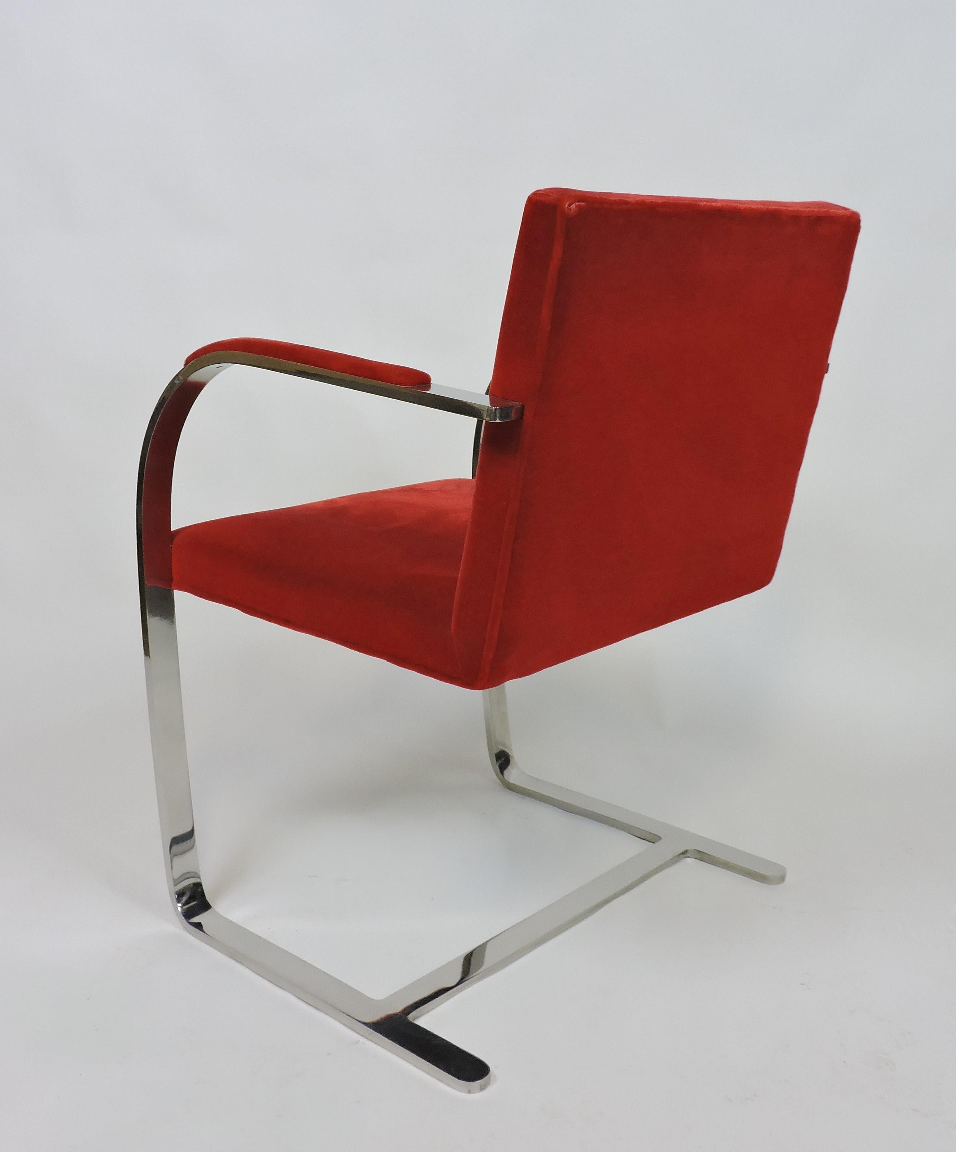 American Mies van der Rohe for Knoll Brno Flat Bar Stainless Steel Chair