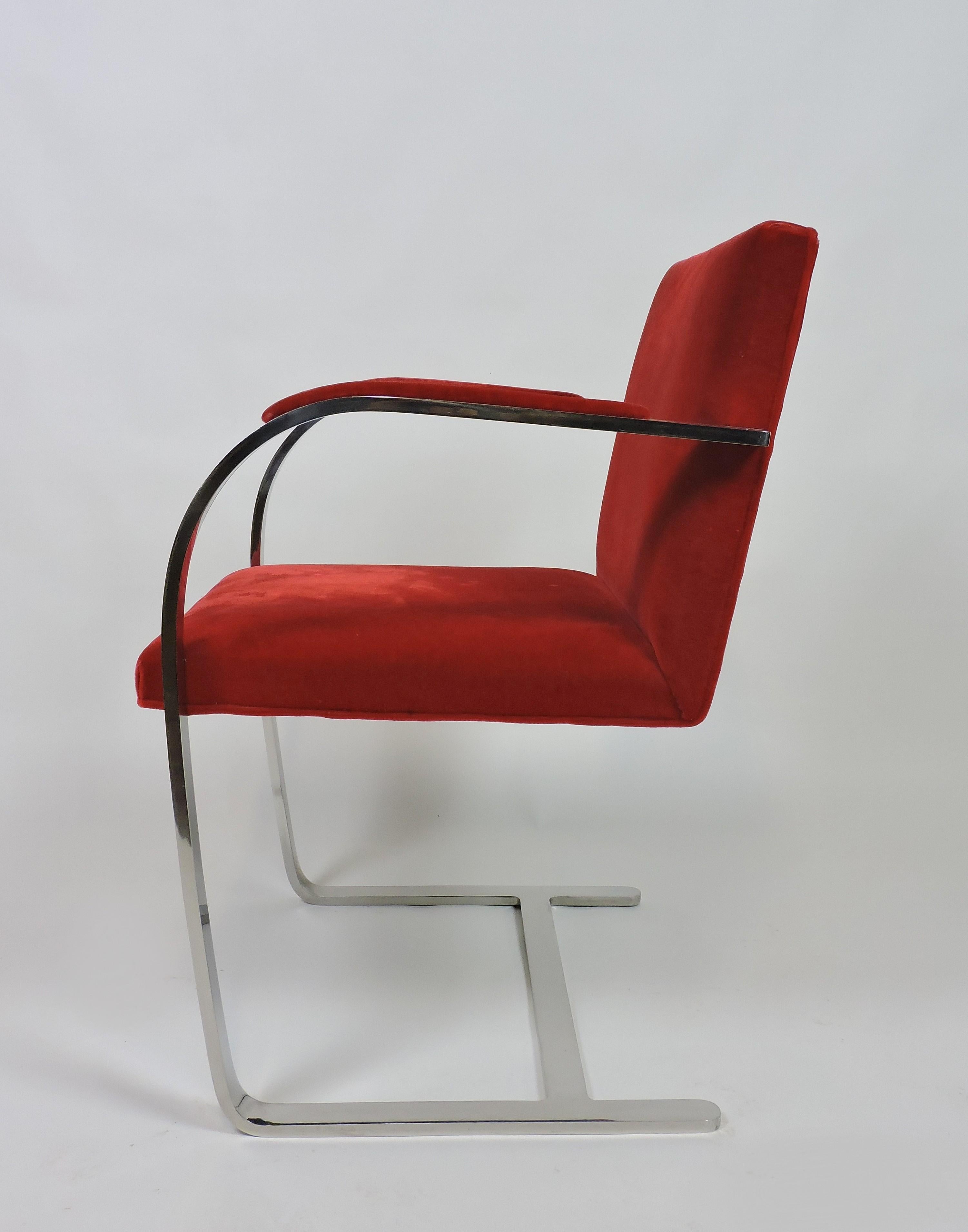 Polished Mies van der Rohe for Knoll Brno Flat Bar Stainless Steel Chair