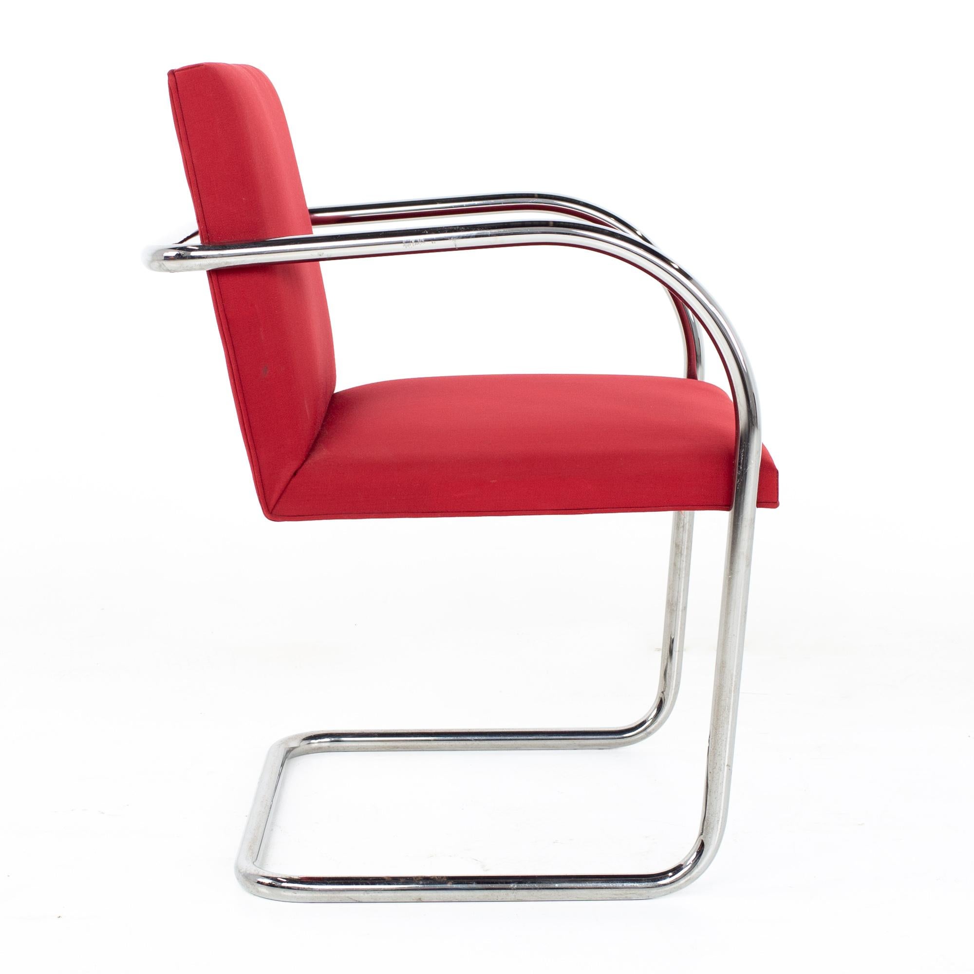 Mies Van Der Rohe for Knoll BRNO Mid Century Red Cantilever Dining Chairs, Set 3