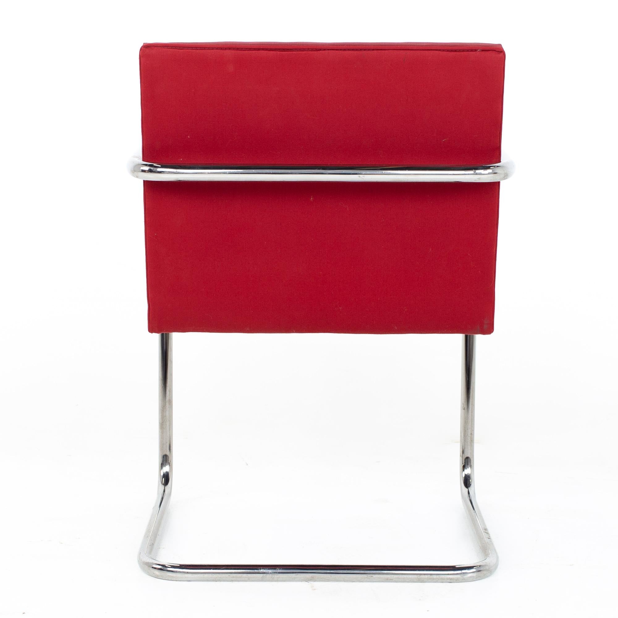 Mies Van Der Rohe for Knoll BRNO Mid Century Red Cantilever Dining Chairs, Set 5