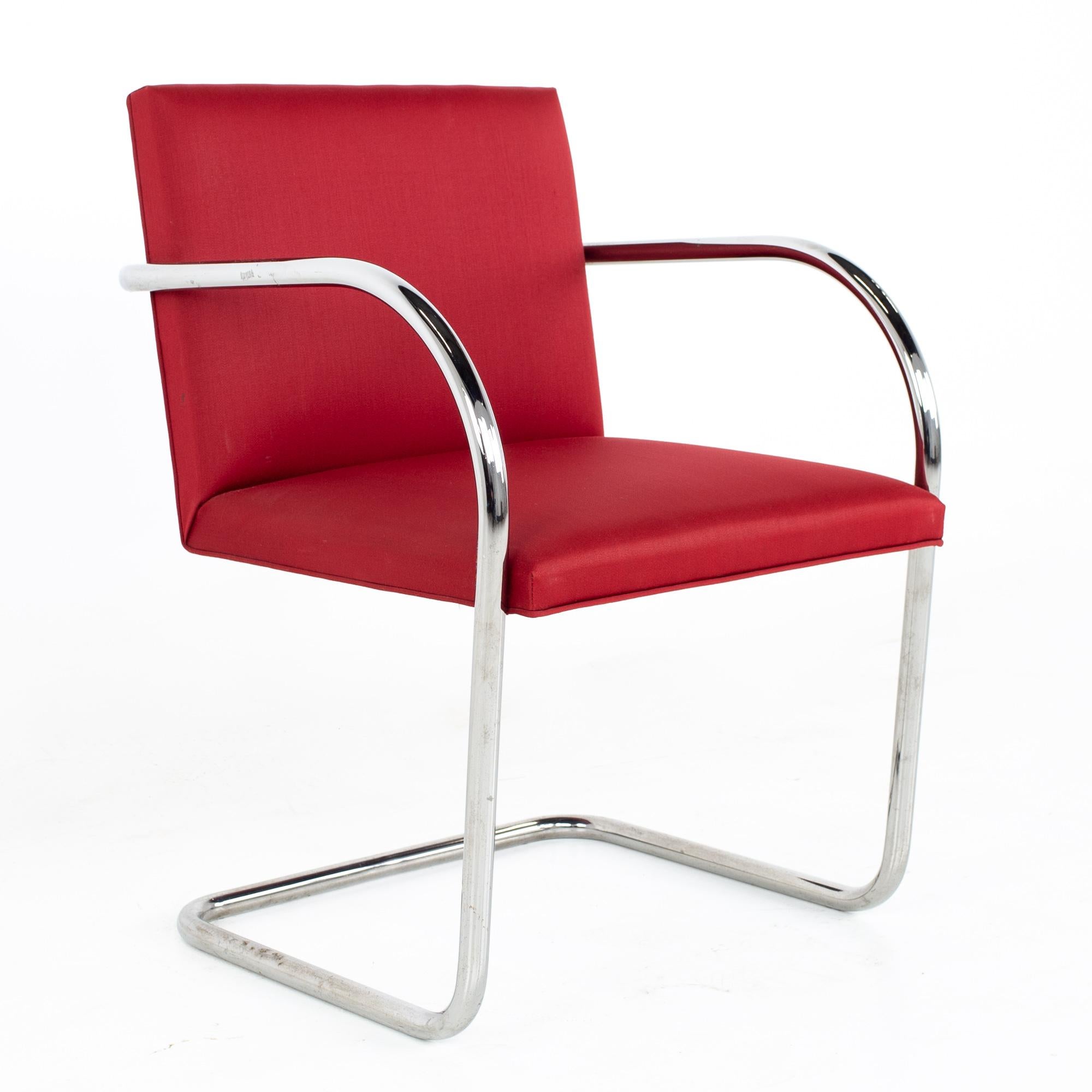 American Mies Van Der Rohe for Knoll BRNO Mid Century Red Cantilever Dining Chairs, Set