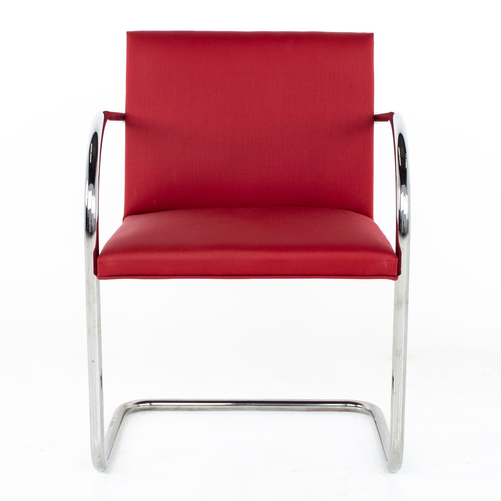 Late 20th Century Mies Van Der Rohe for Knoll BRNO Mid Century Red Cantilever Dining Chairs, Set