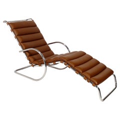 Mies van der Rohe for Knoll Chaise Lounge in Caramel Leather