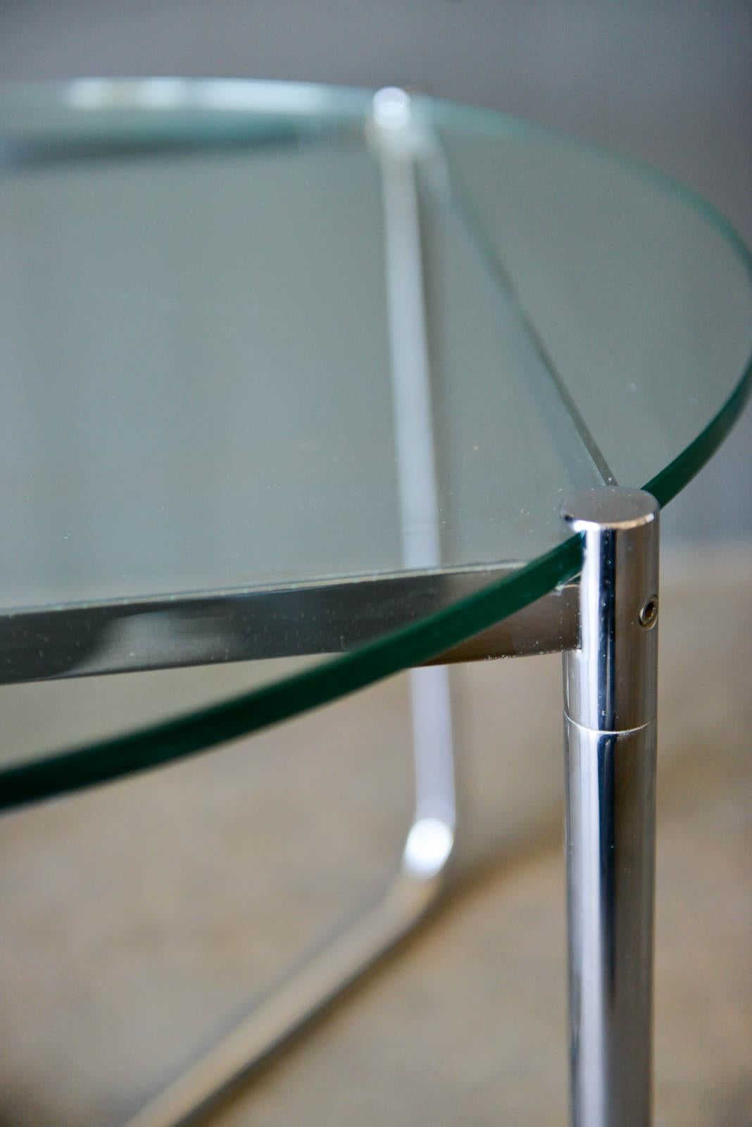 Mid-Century Modern Mies van der Rohe for Knoll Chrome and Glass Side Table, circa 1975