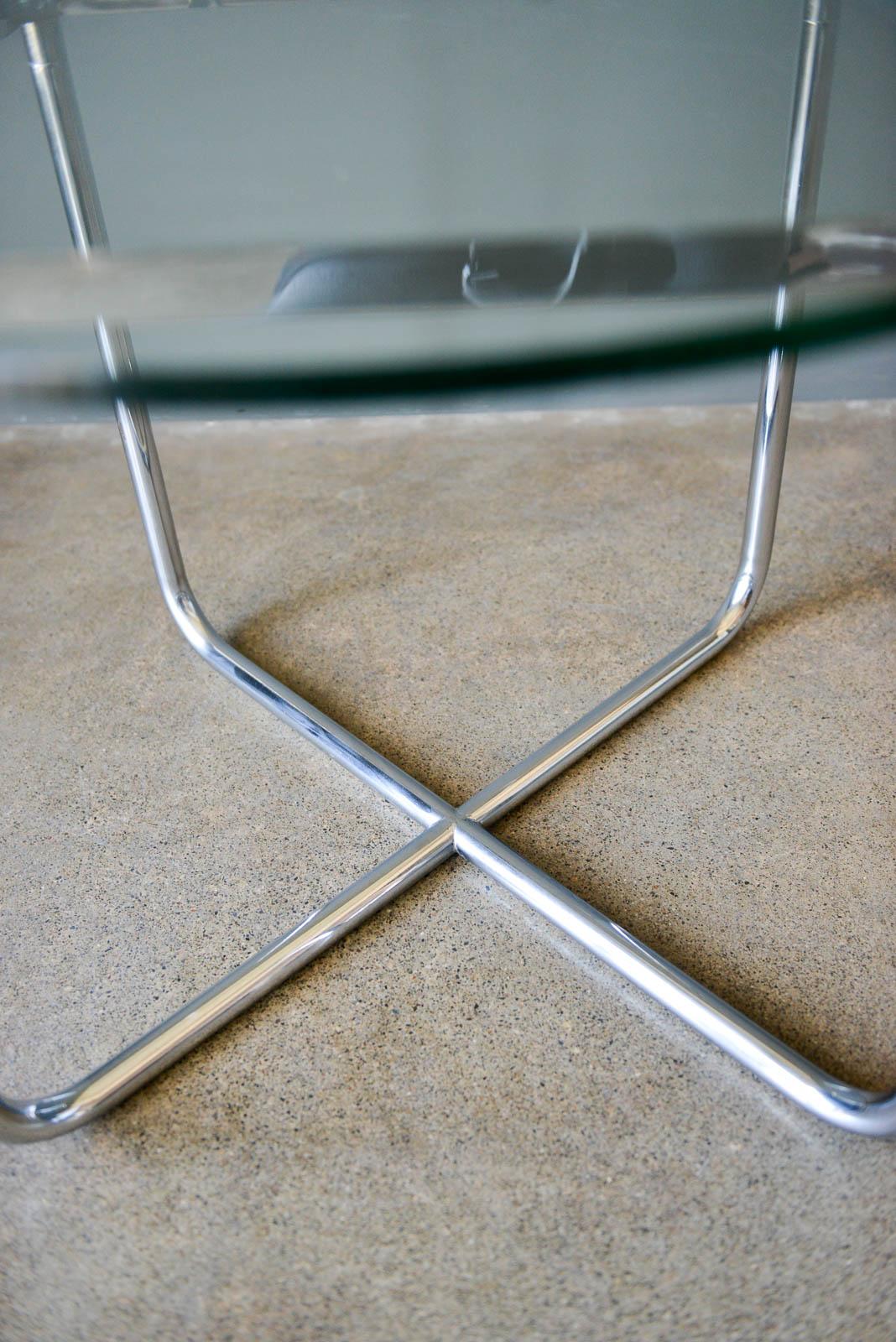 American Mies van der Rohe for Knoll Chrome and Glass Side Table, circa 1975