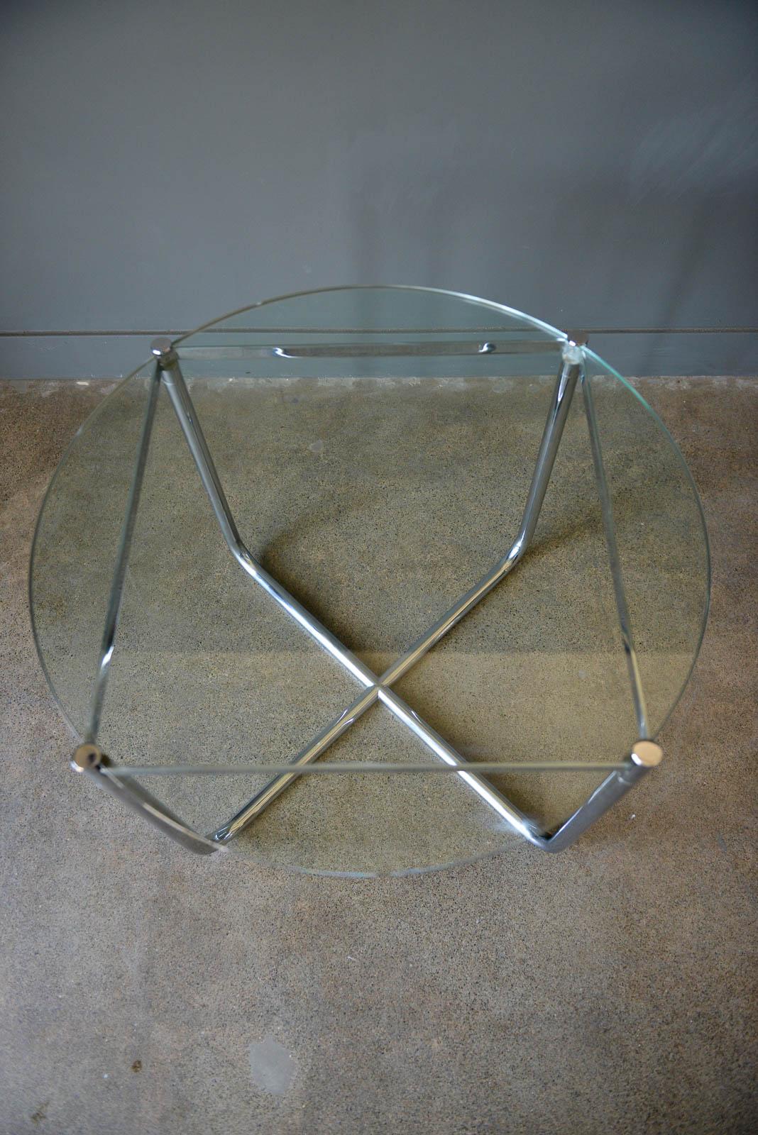 Mies van der Rohe for Knoll Chrome and Glass Side Table, circa 1975 In Good Condition In Costa Mesa, CA