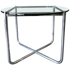 Mies Van Der Rohe for Knoll Chrome and Glass Side Table, circa 1975