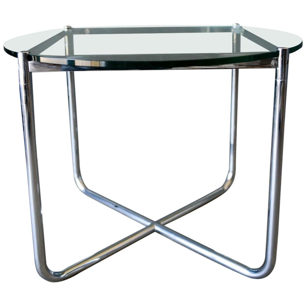 Mies van der Rohe for Knoll Chrome and Glass Side Table, circa 1975