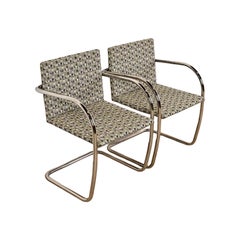 Mies Van Der Rohe for Knoll Chrome Brno Chairs, Pair