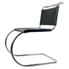 Vintage Mies van der Rohe for Knoll International MR chair 256cs, Black Leather, 1980s.
