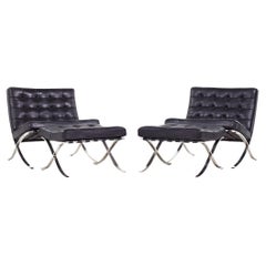 Mies van der Rohe for Knoll MCM Barcelona Lounge Chairs with Ottomans - Pair