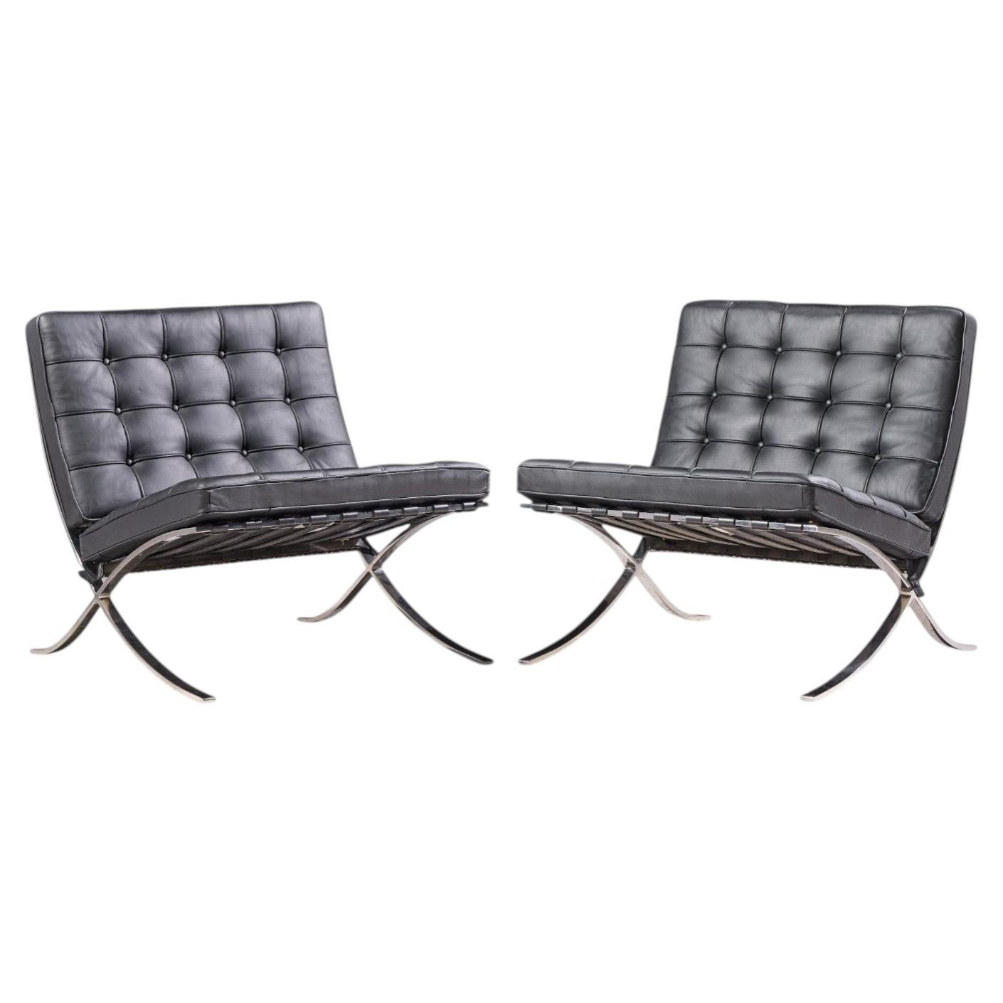 Mies van der Rohe for Knoll Mid Century Barcelona Chairs - Pair