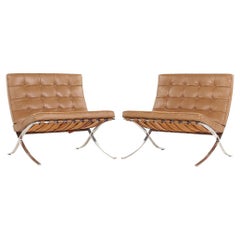 Mies van der Rohe for Knoll Mid Century Barcelona Lounge Chairs - Pair