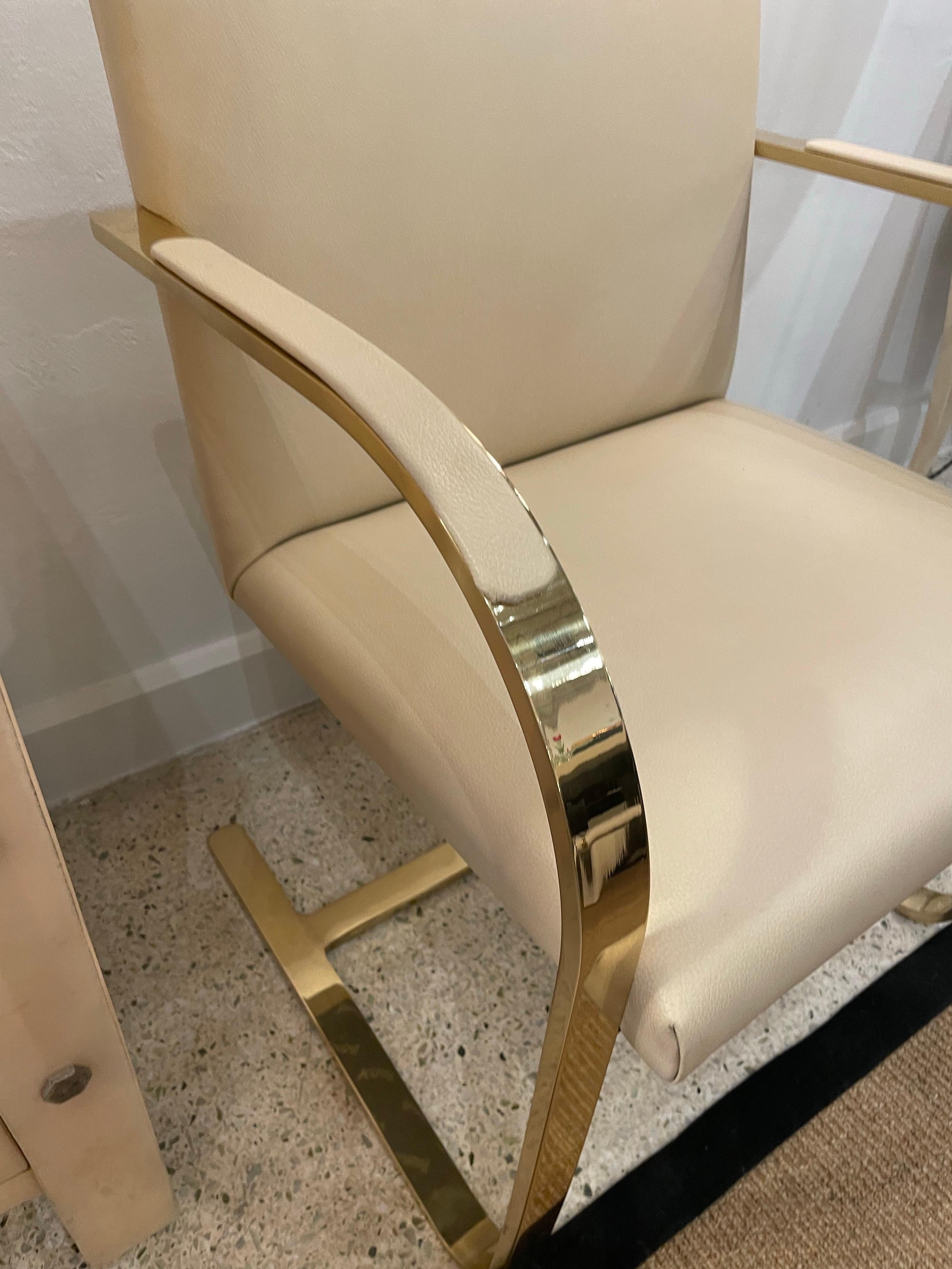 Mies Van der Rohe für Knoll Polierte Bronze Brünn Flache Bar 255 Schreibtischstuhl (Moderne der Mitte des Jahrhunderts) im Angebot