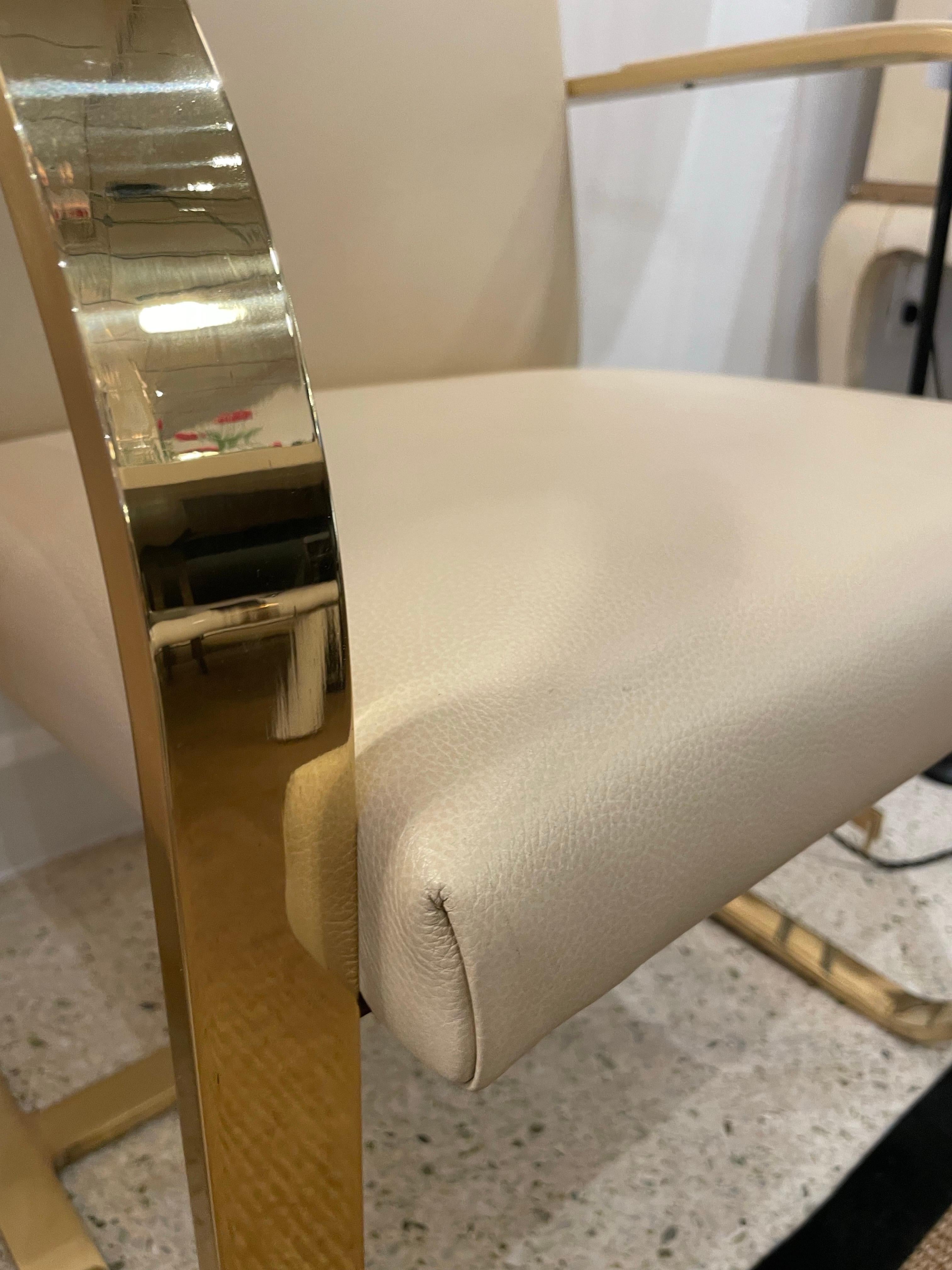 Mies Van der Rohe für Knoll Polierte Bronze Brünn Flache Bar 255 Schreibtischstuhl im Zustand „Gut“ im Angebot in North Miami, FL