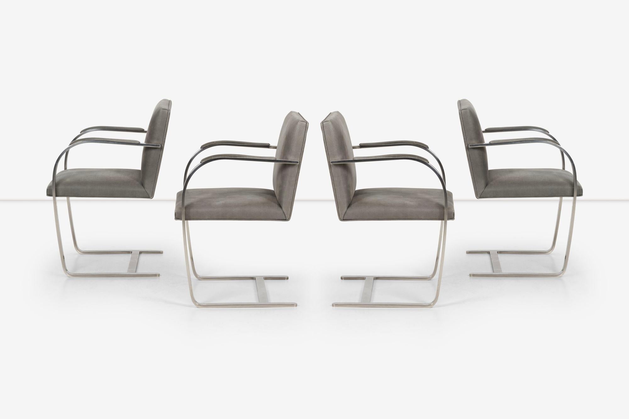 Mid-Century Modern Mies van der Rohe for Knoll set of Four Bruno Chairs For Sale