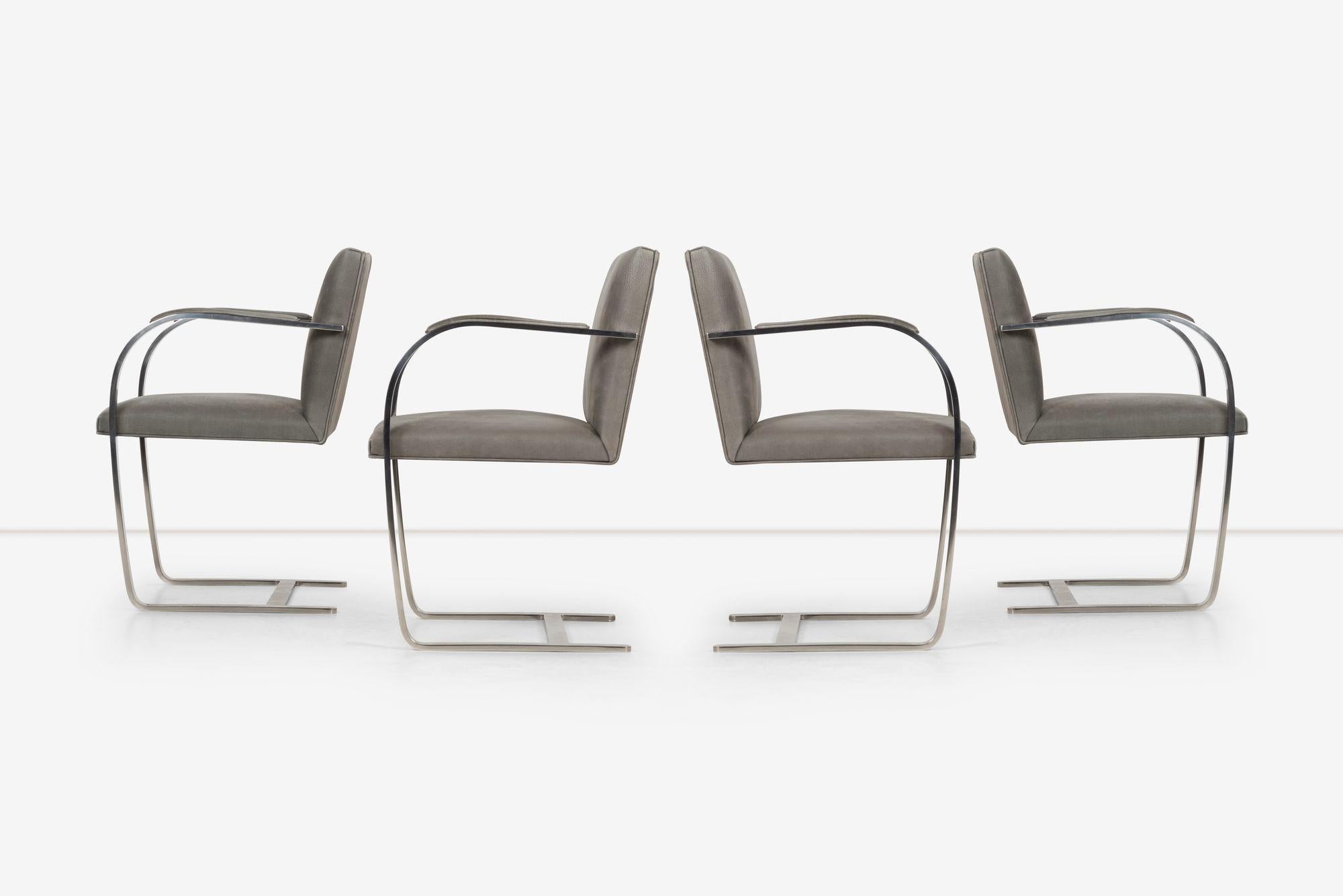 Italian Mies van der Rohe for Knoll set of Four Bruno Chairs For Sale