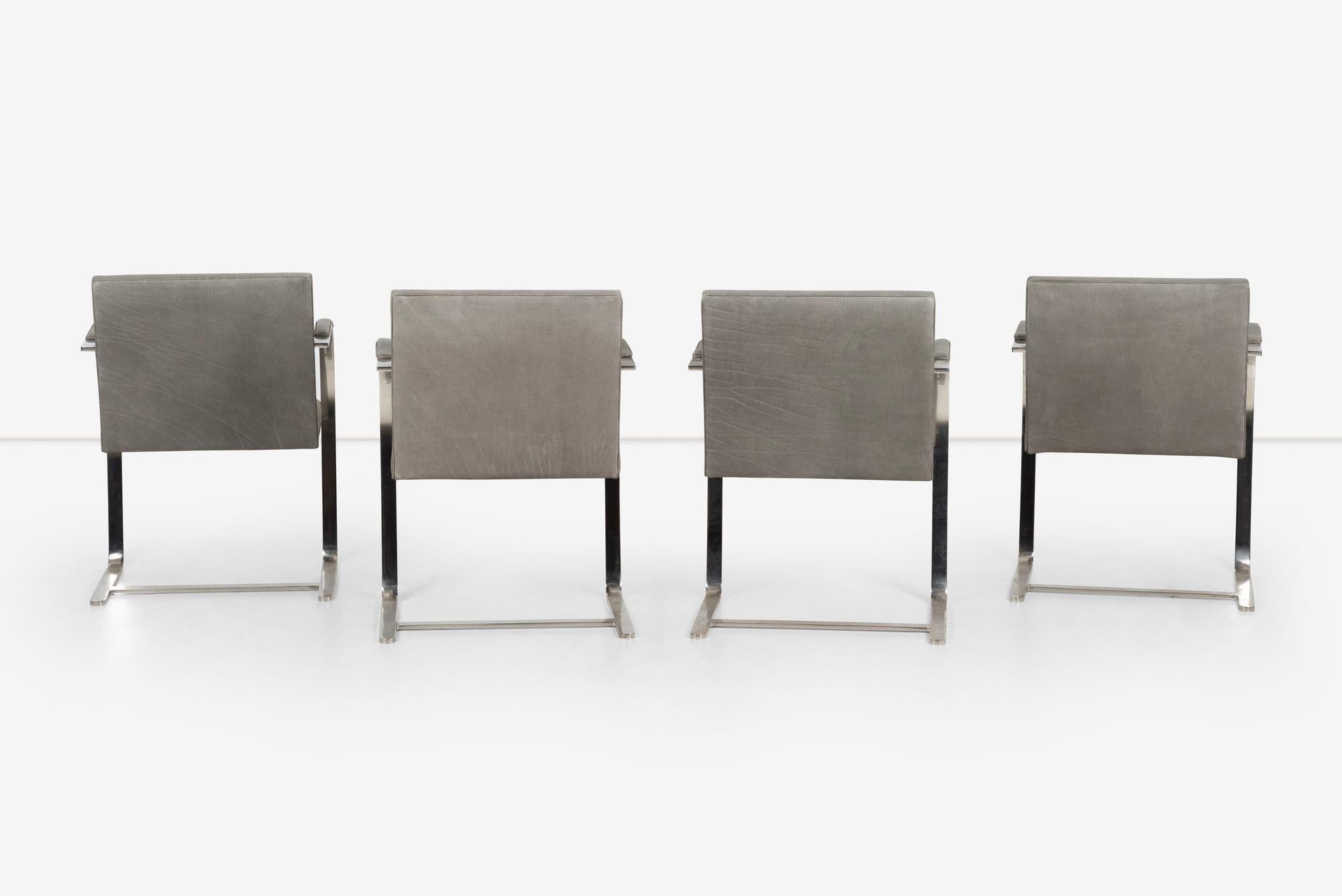 Mies van der Rohe for Knoll set of Four Bruno Chairs In Good Condition For Sale In Chicago, IL