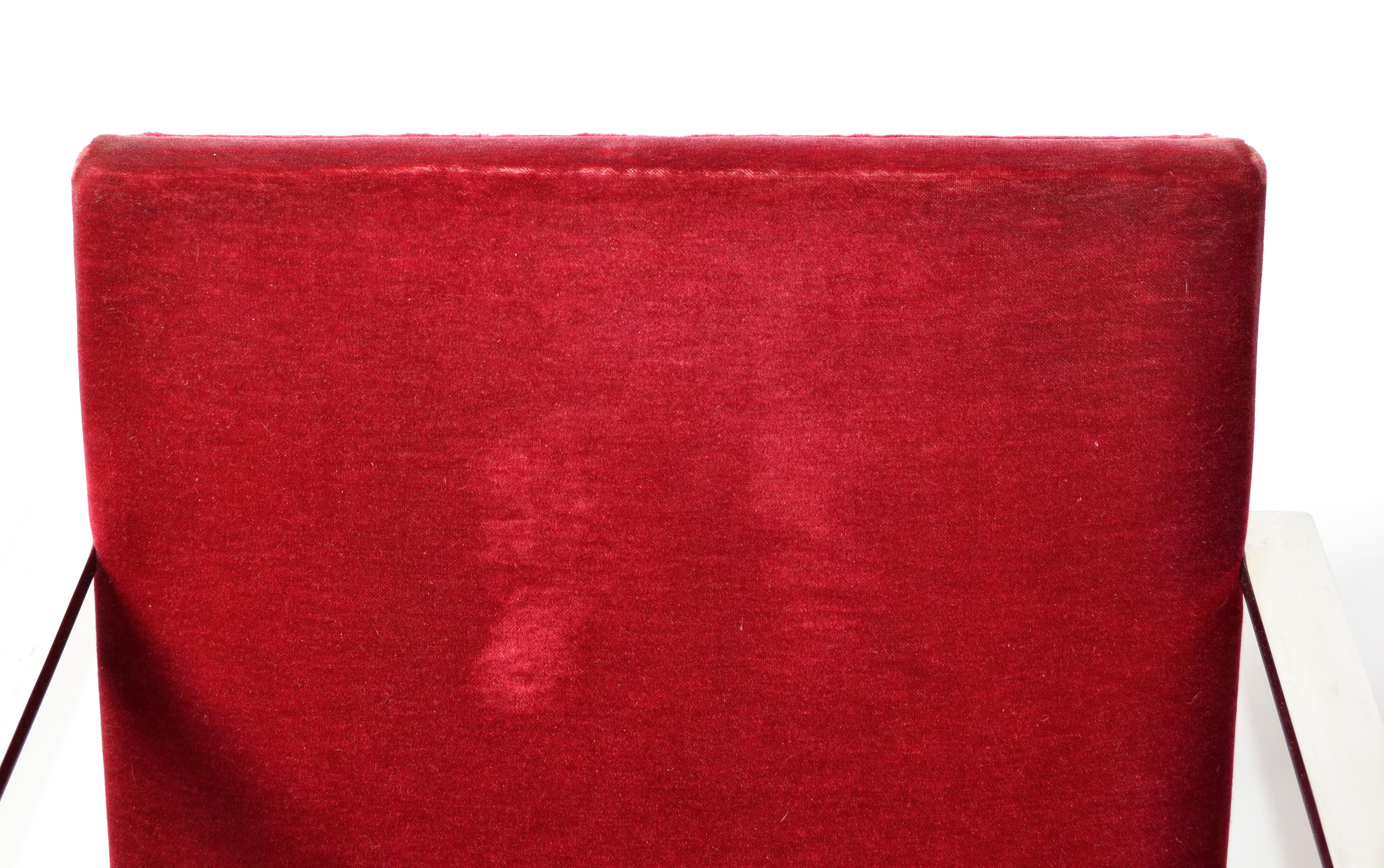 Mies Van Der Rohe für Knoll, Brno-Stühle aus Edelstahl, roter Samt 1979, Paar (Ende des 20. Jahrhunderts) im Angebot