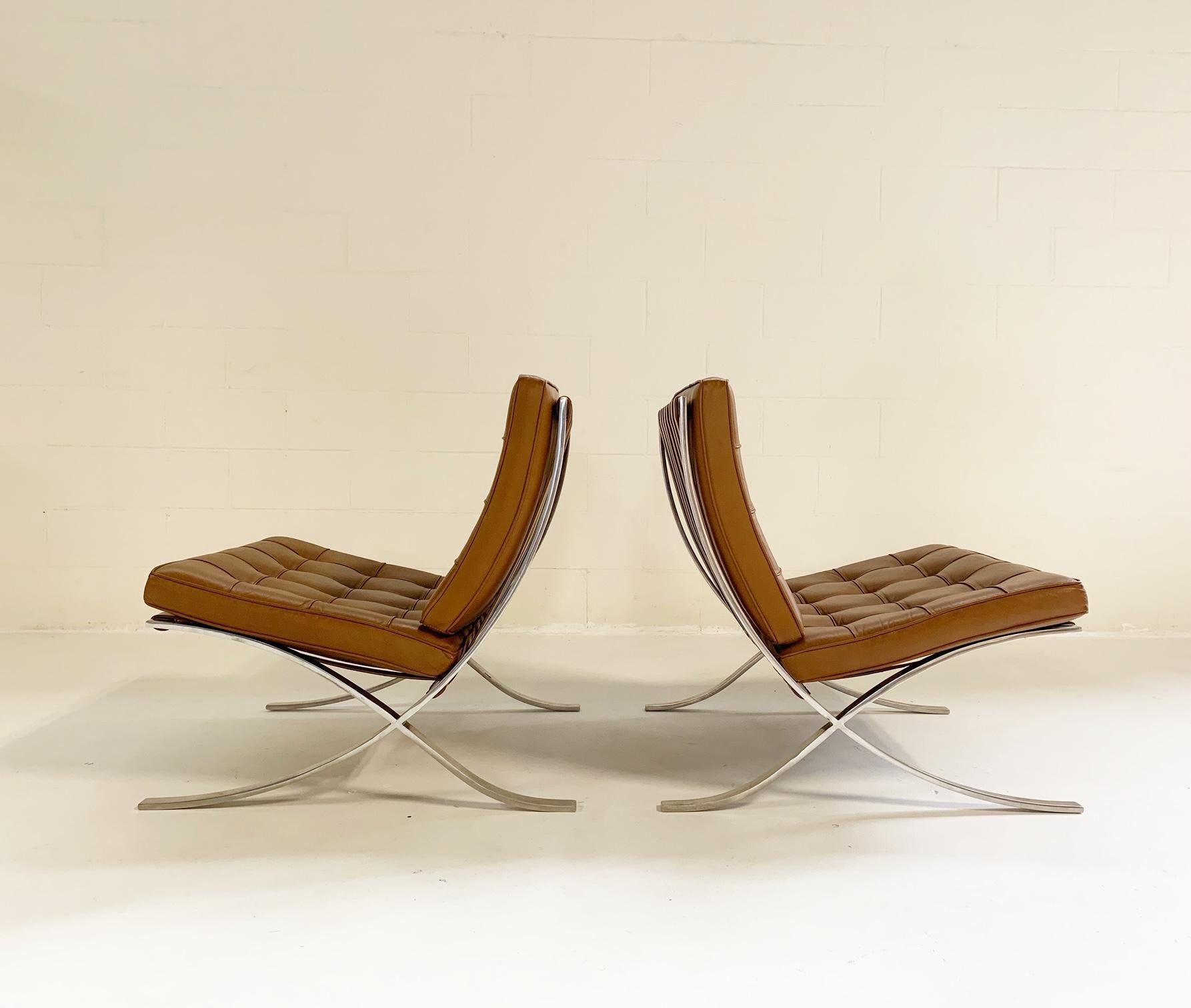 American Mies van der Rohe Gerald R. Griffith Barcelona Chairs, Pair