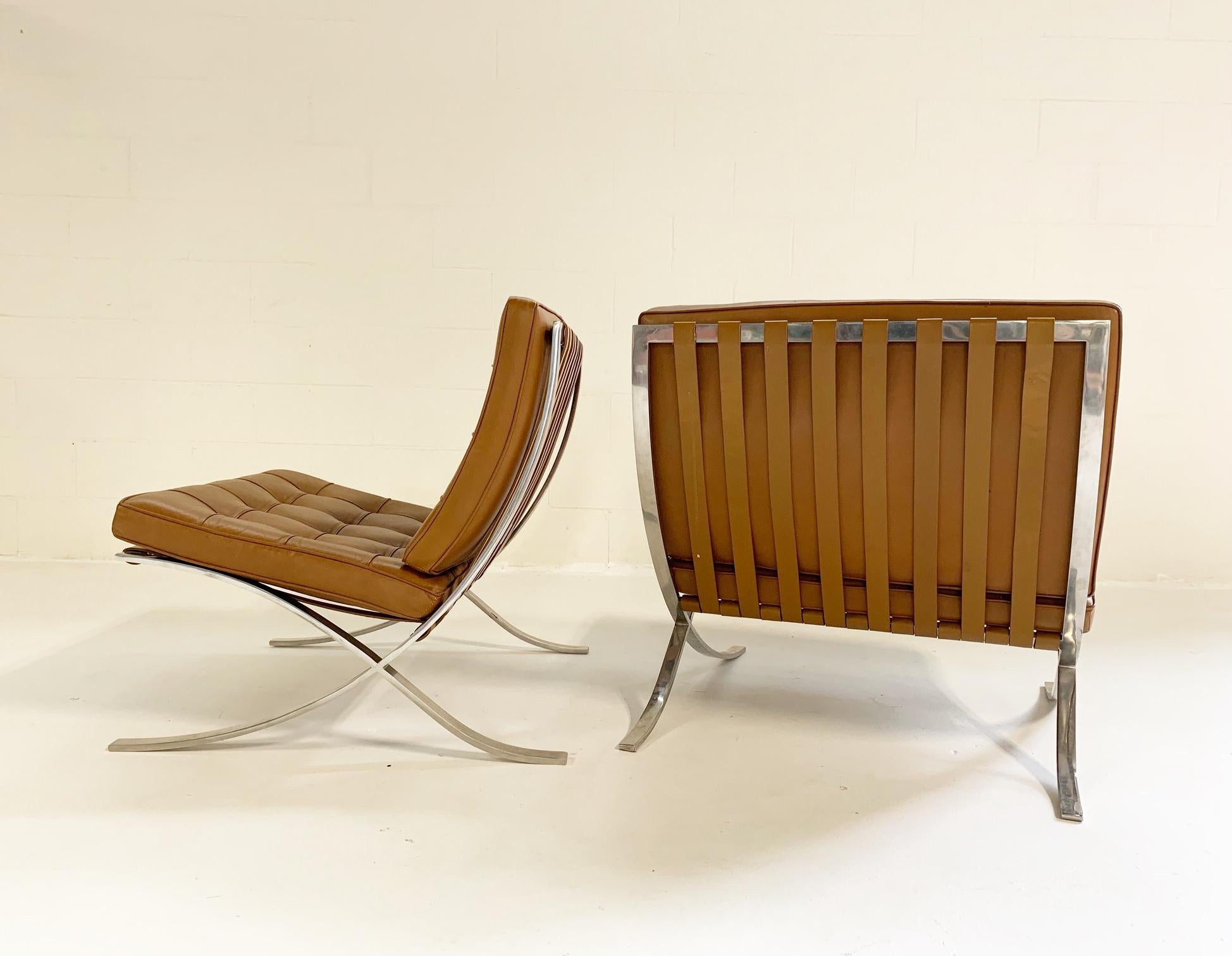 Mies van der Rohe Gerald R. Griffith Barcelona Chairs, Pair In Good Condition In SAINT LOUIS, MO
