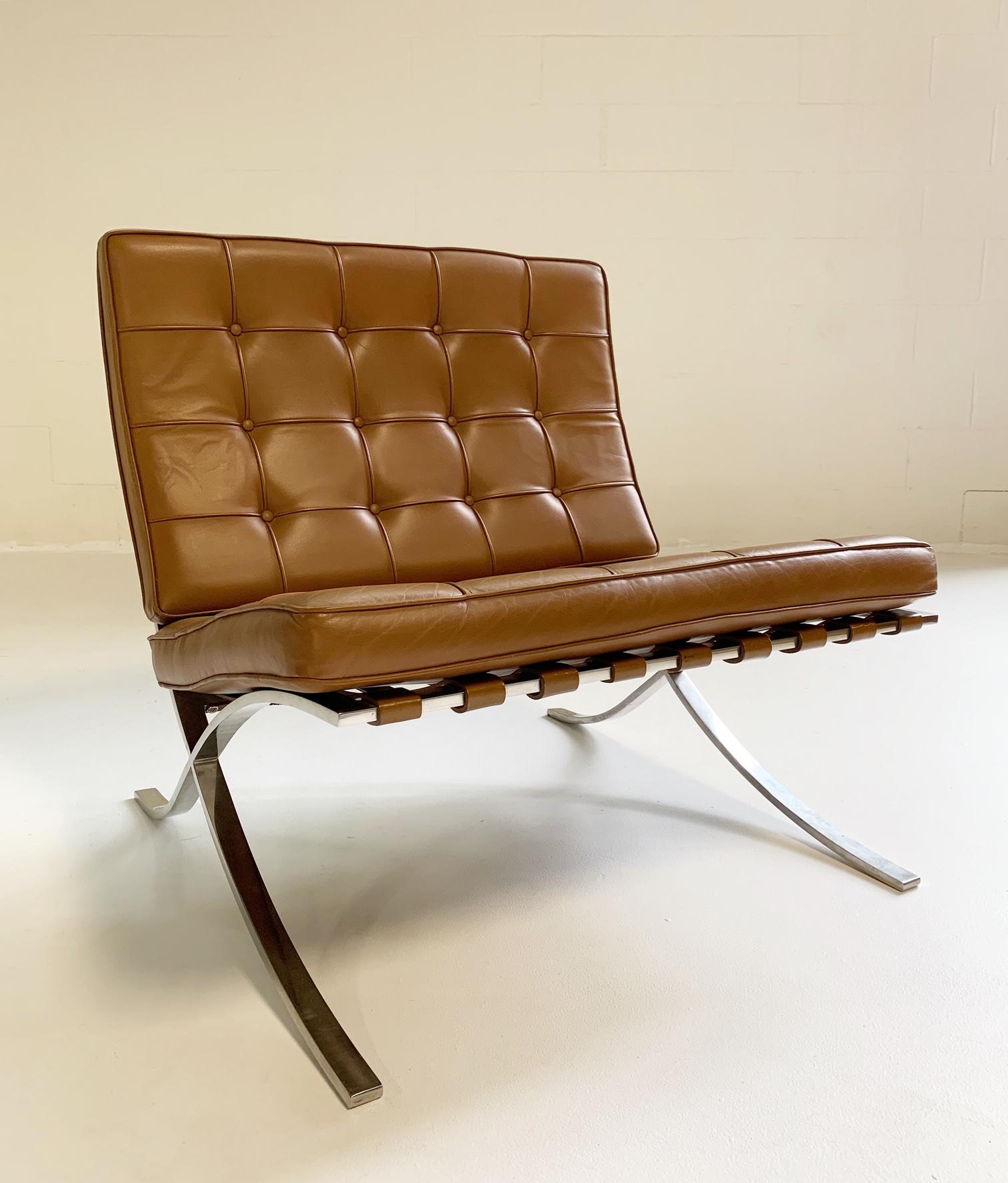Steel Mies van der Rohe Gerald R. Griffith Barcelona Chairs, Pair