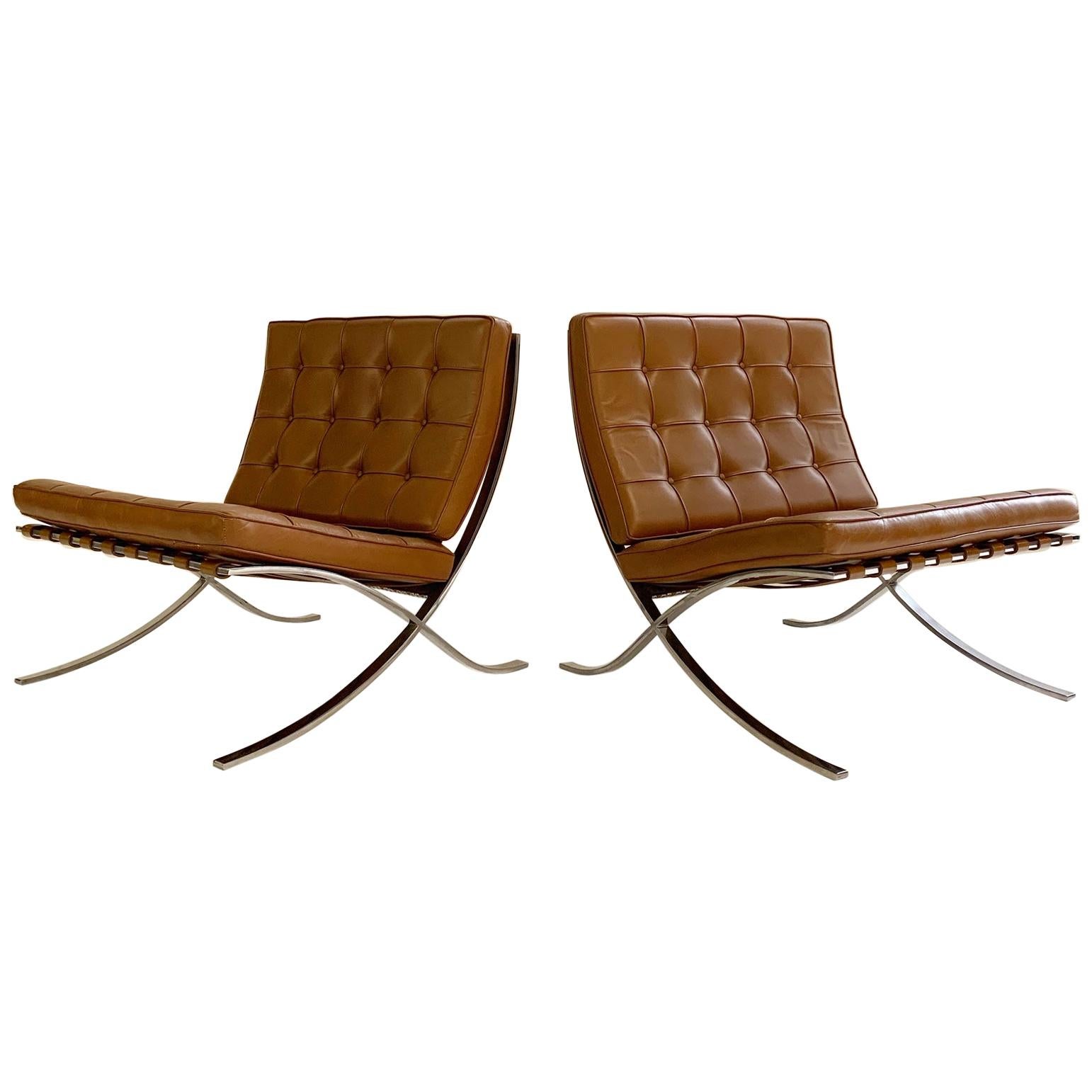 Mies van der Rohe Gerald R. Griffith Barcelona Chairs, Pair
