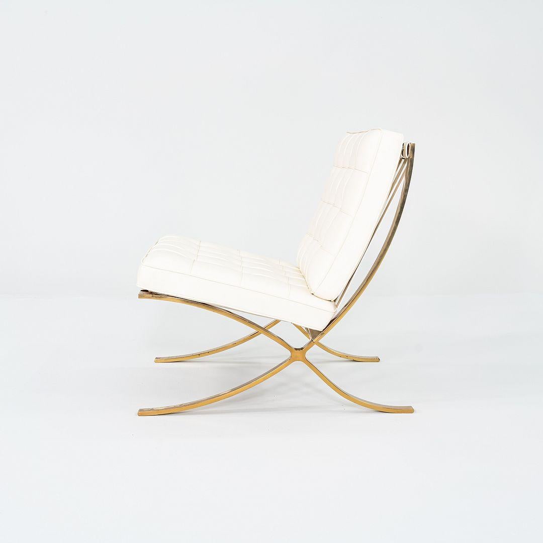 Américain Mies Van der Rohe + Gratz Barcelona Chair en cuir avec structure plaquée or en vente