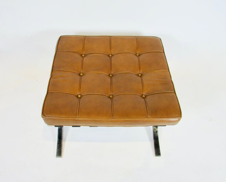 Mies van der Rohe Knoll Barcelona ottoman with brown leather