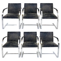 Mies Van der Rohe Knoll Flat Bar BRNO Dining Chairs in Leather