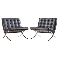 Mies van der Rohe - Knoll Mid Century Barcelona Mid Century Lounge Chairs - Pair