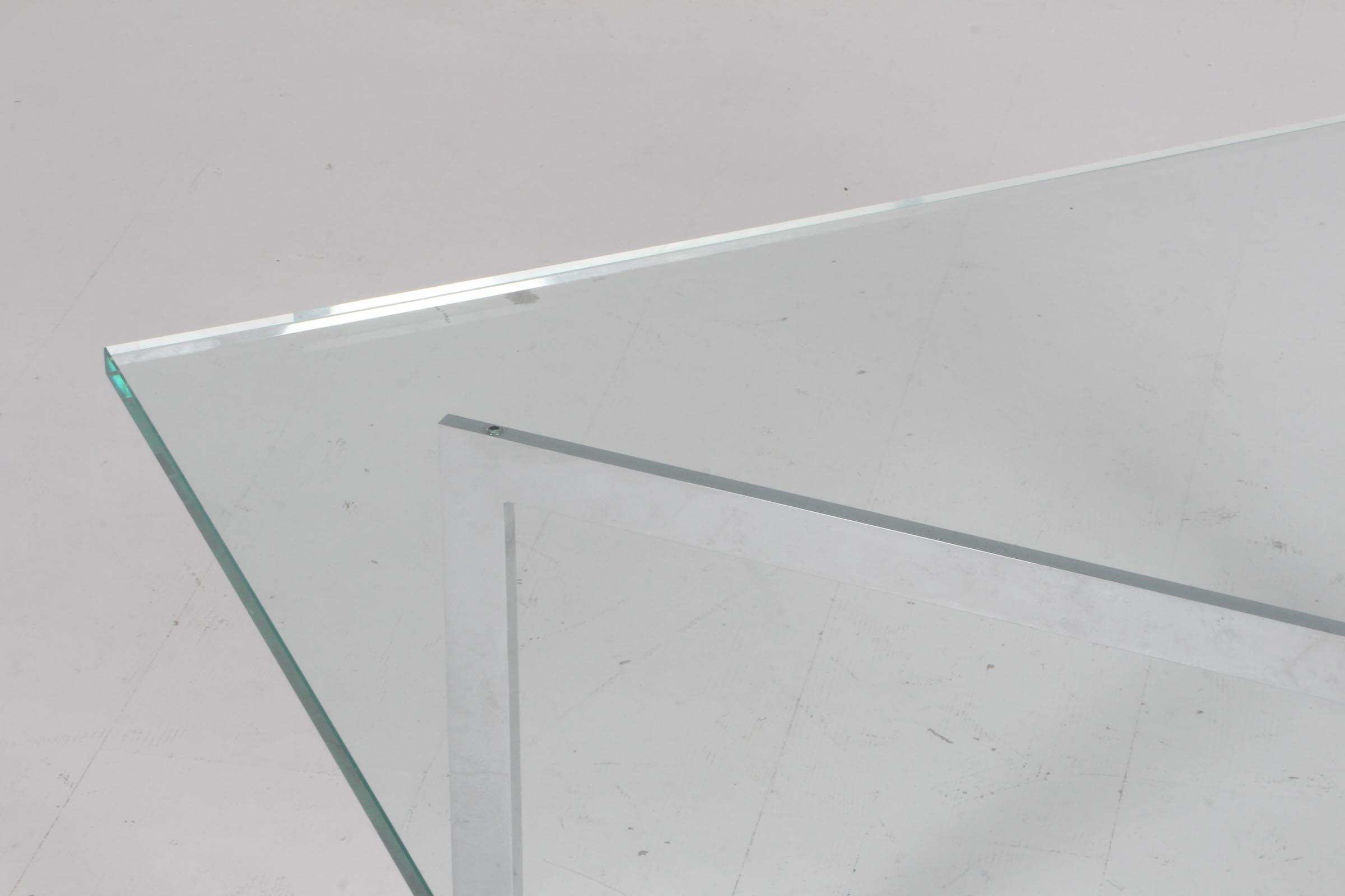 Mid-Century Modern Mies Van der Rohe Knoll Studio Barcelona Coffee Table with Glass Top