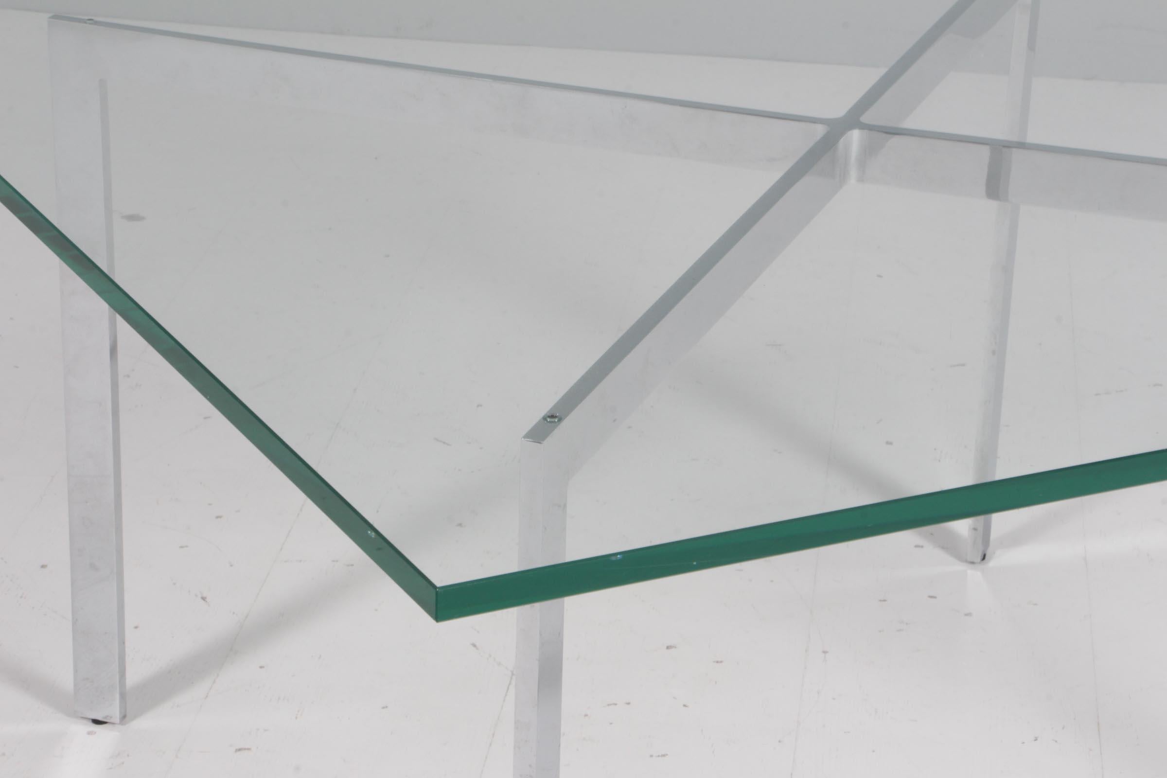 American Mies Van der Rohe Knoll Studio Barcelona Coffee Table with Glass Top