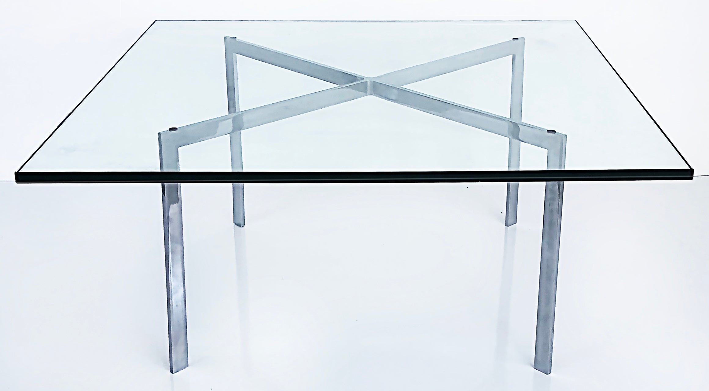 20th Century Mies Van der Rohe Knoll Studio Barcelona Coffee Table with Glass Top