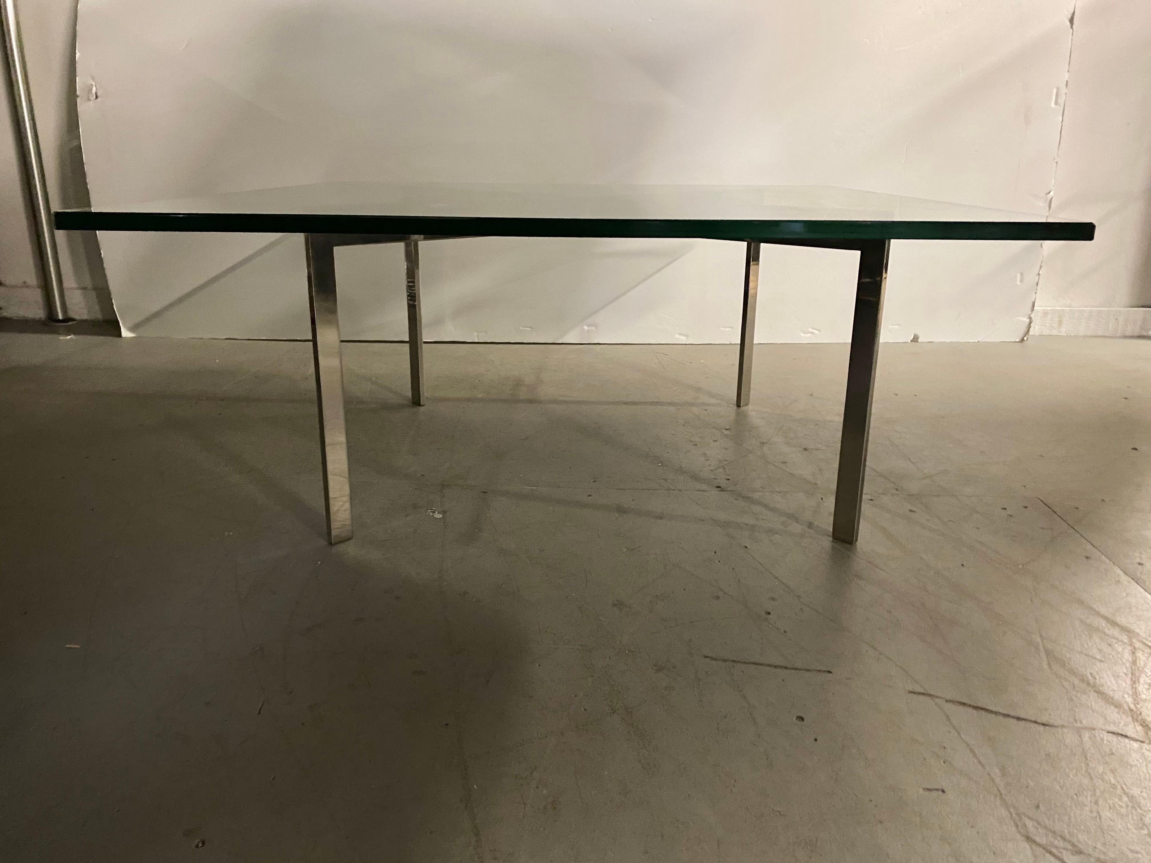 Mies Van Der Rohe Label Stamped Barcelona Table, Knoll Products, circa 1970s In Good Condition For Sale In Buffalo, NY