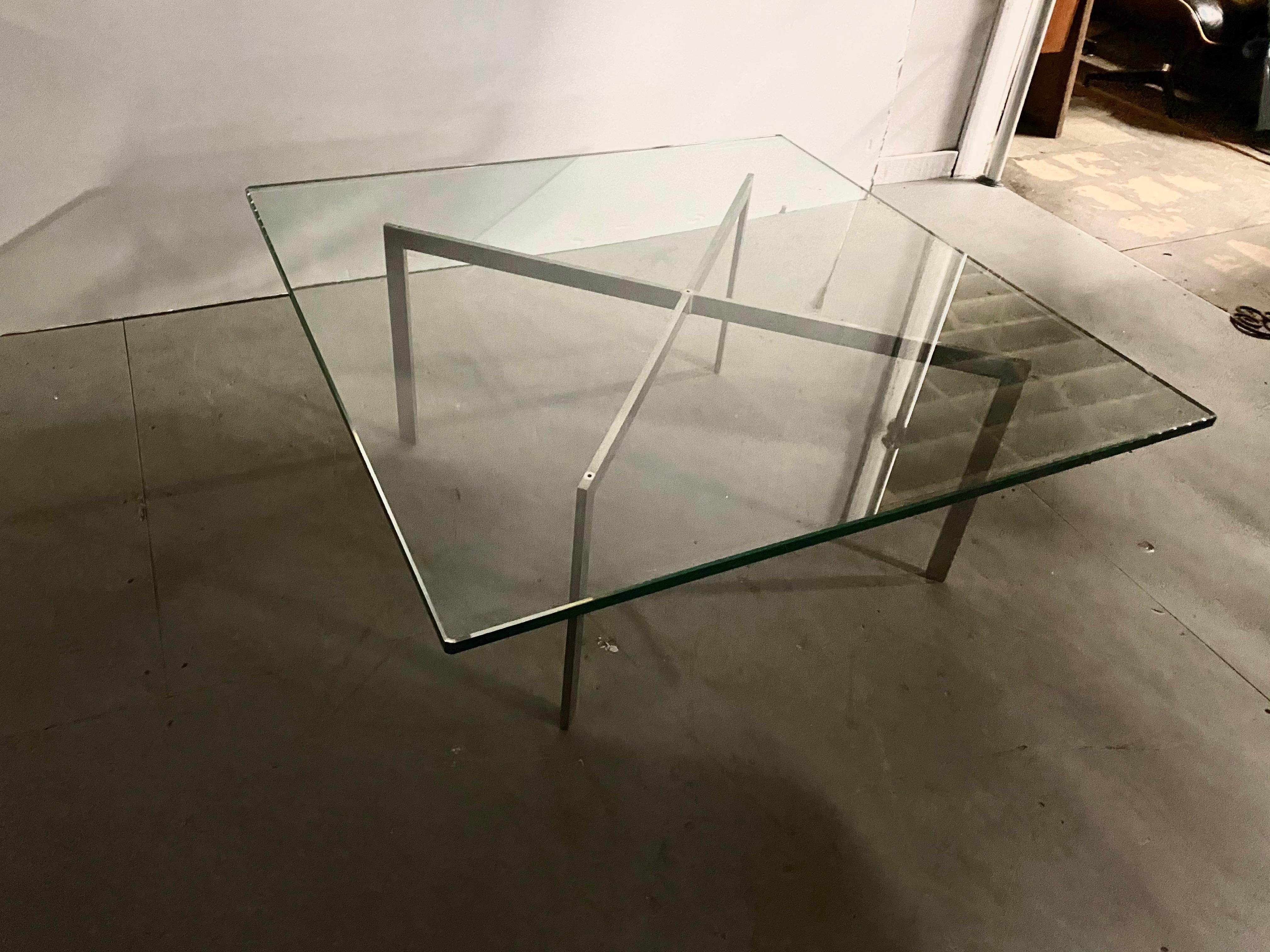 Stainless Steel Mies Van Der Rohe Label Stamped Barcelona Table, Knoll Products, circa 1970s For Sale