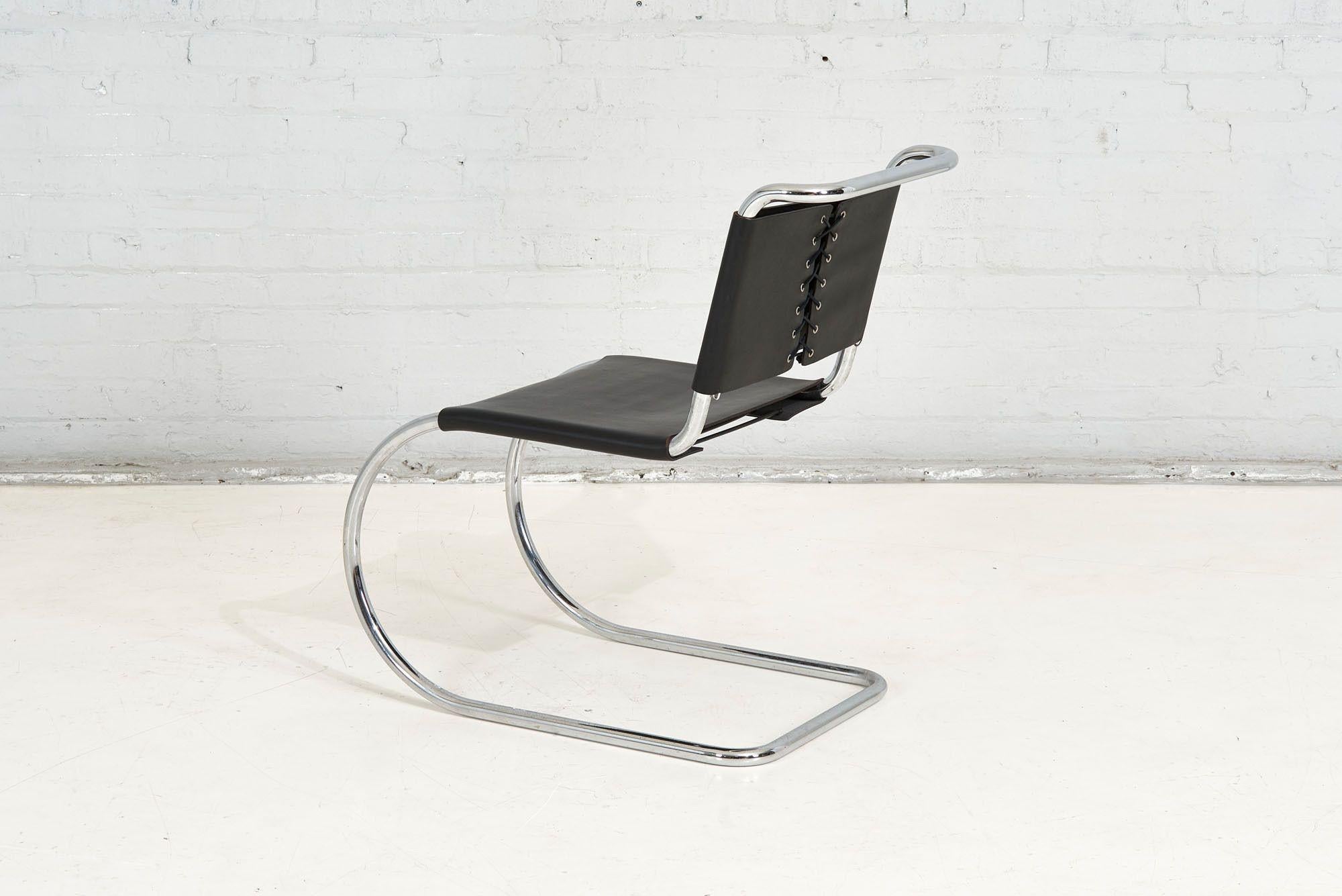 American Mies Van Der Rohe Leather MR10 Chair for Knoll, 1970