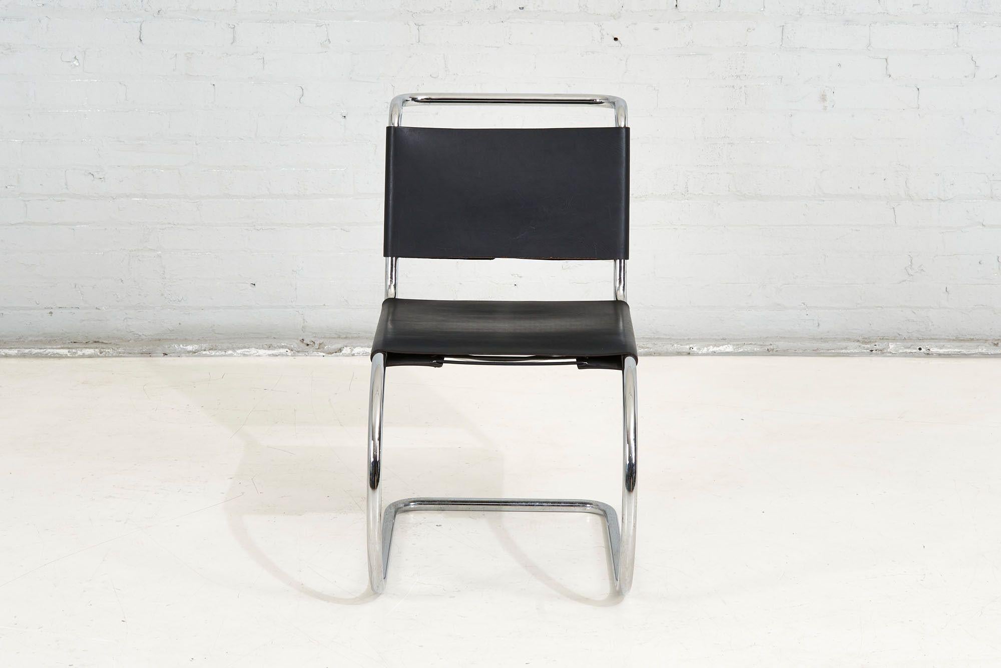 Mies Van Der Rohe Leather MR10 Chair for Knoll, 1970 In Good Condition For Sale In Chicago, IL